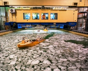 NRC tests physical models in the ice tank in St. John's (Photo by National Research Council of Canada)