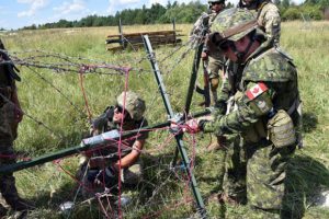 Starychi, Ukraine. August 20, 2016 – Canadian and Ukrainian Combat Engineers prepare explosive charges during obstacle demolition training at the International Peacekeeping and Security Centre. (Photo: Joint Task Force Ukraine)