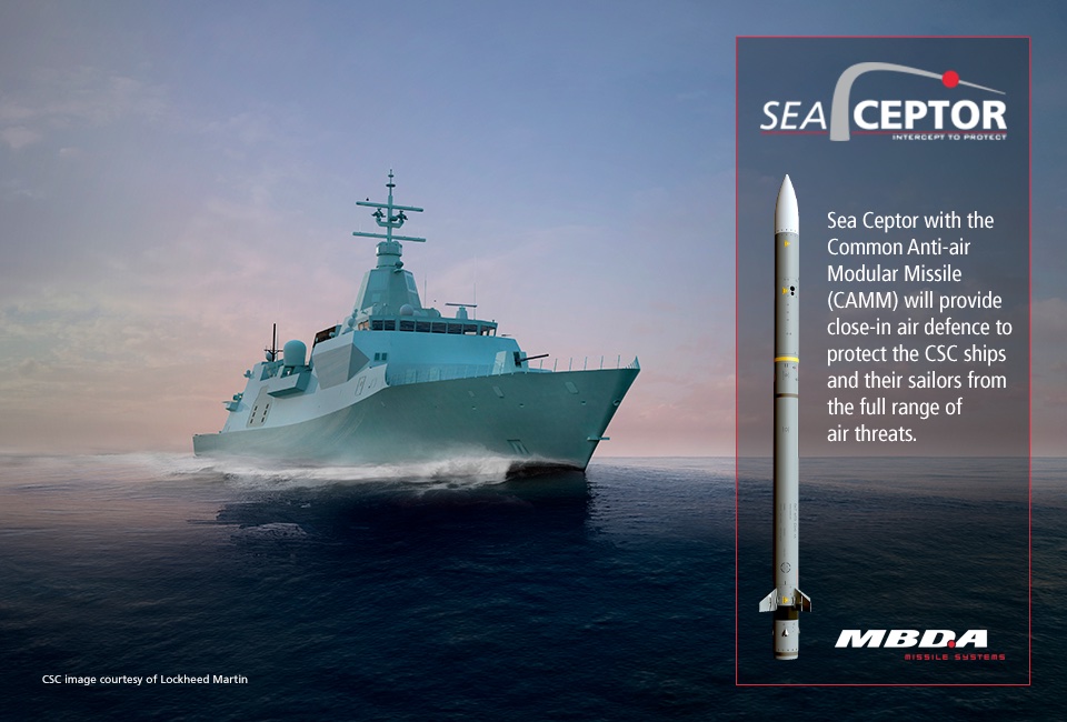 MBDA awarded contract for Sea Ceptor for Canadian Surface Combatant