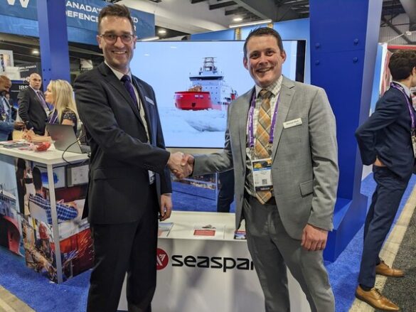 Brennan West, Director, Defence & Aftermarket Business Unit, and Adam Law, Chief Engineer - Multi Purpose Vessels at Seaspan ULC. (CNW Group/Gastops Ltd.)