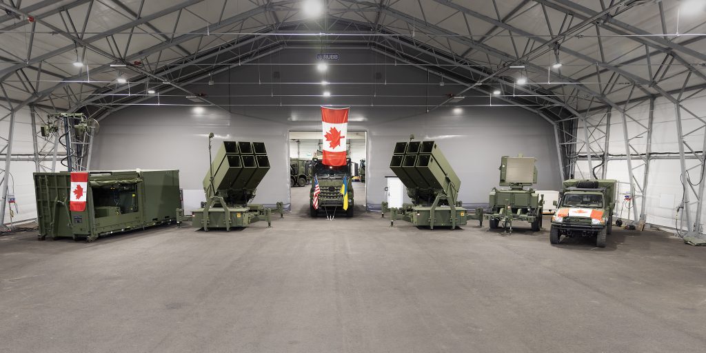 Photo of National Advanced Surface-to-Air Missile System in a hangar. Image source: https://x.com/NationalDefence/status/1860033003793318286