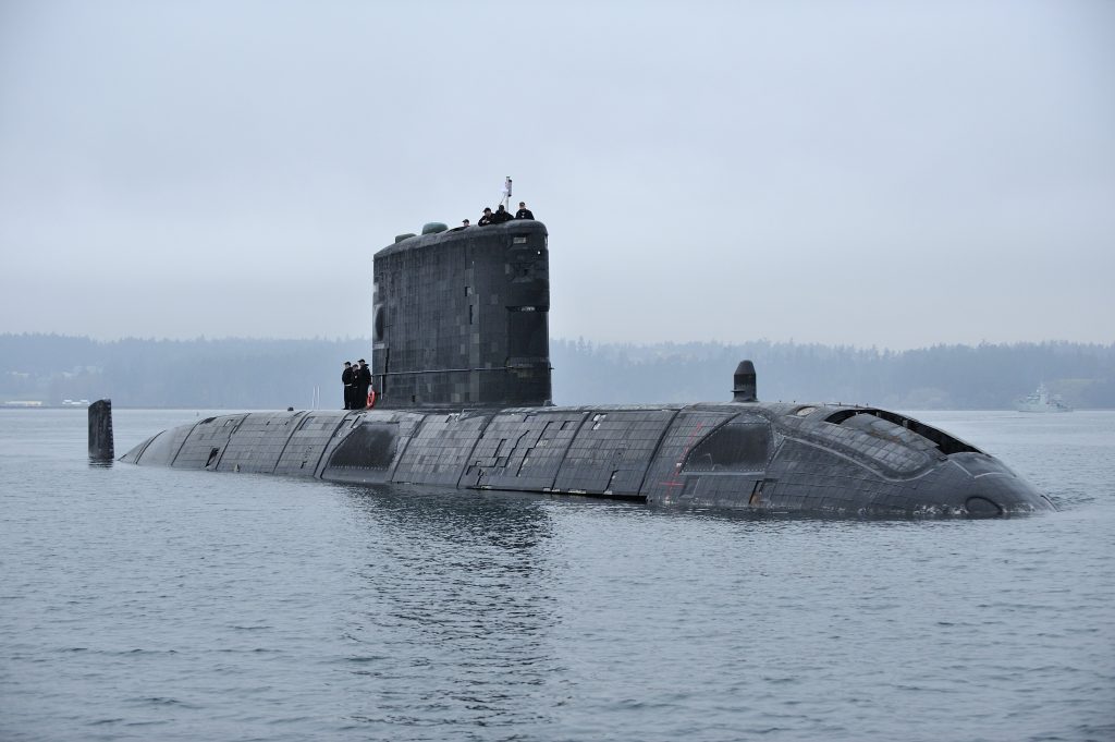 Her Majesty's Canadian Ship (HMCS) VICTORIA returns home through the Straits of Juan De Fuca, from operations with the United States Navy (USN) on February 26, 2015. Photo: LS Zachariah Stopa, MARPAC Imaging Services ET2015-0051-03