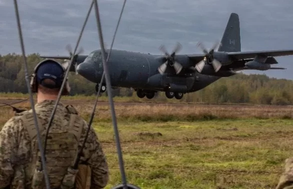 A Canadian C130 lands in Latvia during Exercise TARASSIS, 2025. Image source: https://jefnations.org/2025/10/24/tarassis-draws-to-a-close/